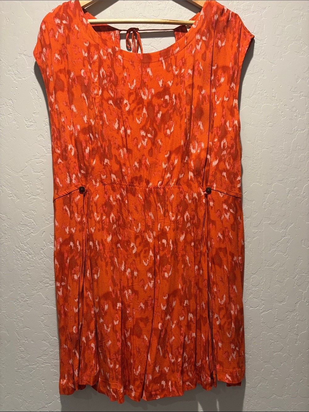 Free People Orange Abstract Print Midi Dress
